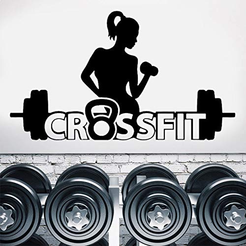 Chica Crossfit Fitness Gym Inspiration Art Decals Vinilo Decoración de la habitación del hogar Avión Etiqueta de la pared Mural extraíble Cartel de pared negro 114 * 198cm