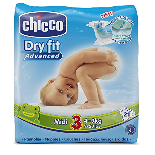 Chicco DryFit - Pack de 21 pañales ultra absorbentes, talla 3, 4-9 kg