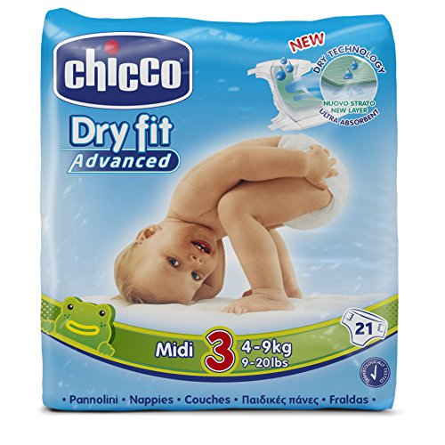 Chicco DryFit - Pack de 21 pañales ultra absorbentes, talla 3, 4-9 kg