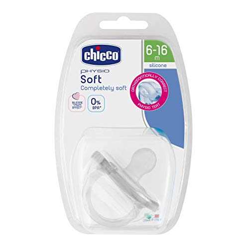 Chicco Phisio Soft - Chupete todo goma de silicona para 6-16 meses transparente