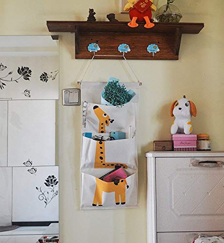 CHICIEVE Bolsa de almacenamiento de tela de algodón para colgar en la pared, armario, bolsa de almacenamiento, organizador para colgar con bolsillos