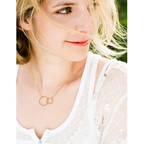 CHICLOVE Hermana, cumpleaños, Regalos, Collar, Plata esterlina, 2 círculos Dobles, 2, Entrelazado, círculos, Hermana, Oro, Plateado, Collar, Regalo de la joyería, para, Hermanas