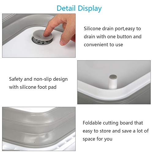 CHIFOOM Escurridor Extensible 1pcs Plato Plegable con Tapón de Drenaje Multiusos Tabla de Cortar Portátil para Camping BBQ Senderismo Caravana Limpieza Viajar Pesca al Aire Libre Amigos Familias