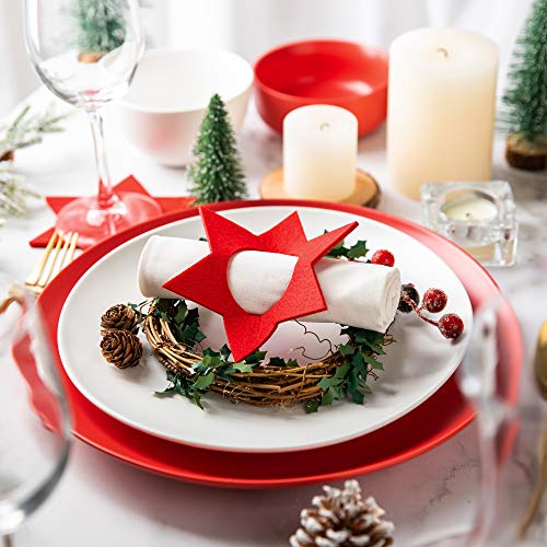 chillify – Juego de 8 servilleteros de Fieltro, Estrellas – Decoración de Mesa, Navidad y Año Nuevo – Decoración de Fiesta– Absorbentes y Lavables - 13x13x0,3cm, Rojo