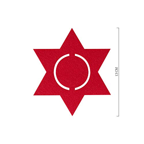 chillify – Juego de 8 servilleteros de Fieltro, Estrellas – Decoración de Mesa, Navidad y Año Nuevo – Decoración de Fiesta– Absorbentes y Lavables - 13x13x0,3cm, Rojo