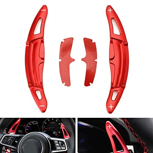 CHNY Paleta de Cambio de Volante Ruedas de dirección de Aluminio Billet DGS Shift Paddle Shifter Extension ， For-Porsche Cayenne Macan Panamera 911 Cayman/Boxster-Red