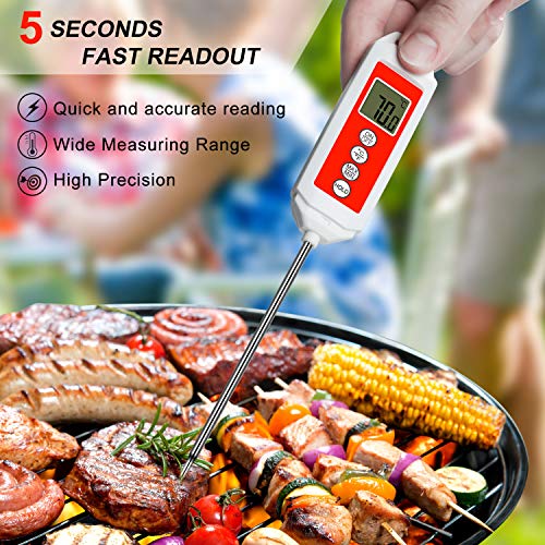 CHOELF Termómetro Digital de Cocina con Pantalla LCD, 5S Lectura Instantánea con Sonda de Acero Inoxidable, Apagado Automático, Apto para Carne, BBQ, Líquido, Comida, Agua de Baño