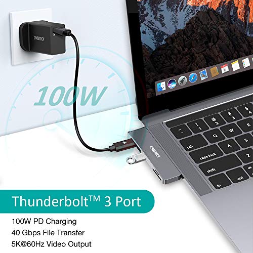 CHOETECH Hub Macbook Pro, Adaptador USB C Hub 7 en 2, Thunderbolt 3, USB 3.0, PD 100W, 4K HDMI, Ranura para Tarjeta TF/SD, Adaptador Tipo C para MacBook Pro 2020/2019/2018, MacBook Air 2020-2018