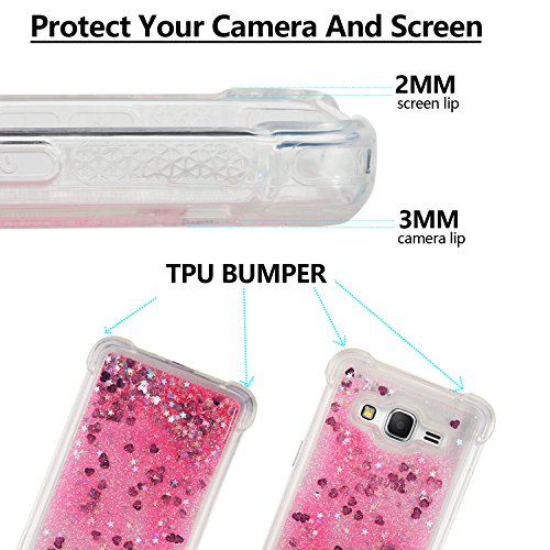 ChoosEU Compatible con Funda Samsung Galaxy Grand Prime G530 Silicona Transparente Dibujos Design Glitter Brillante Bonita Carcasas Liquido Purpurina Case Antigolpes Bumper Cover Protección Caso -