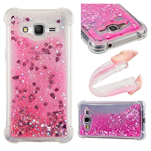 ChoosEU Compatible con Funda Samsung Galaxy Grand Prime G530 Silicona Transparente Dibujos Design Glitter Brillante Bonita Carcasas Liquido Purpurina Case Antigolpes Bumper Cover Protección Caso -