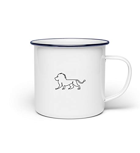 Chorchester Löwen - Taza esmaltada, diseño de león, esmalte, Blanco, talla única