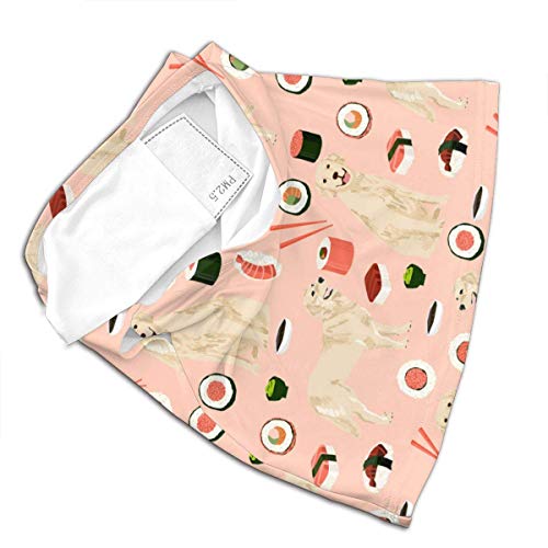 Chunwei Golden Retriever Sushi Kawaii Perro japonés Rosa mascarilla Facial sin Costuras Cubierta bucal Bandanas Bufanda Orejeras para Polvo Deportes al Aire Libre