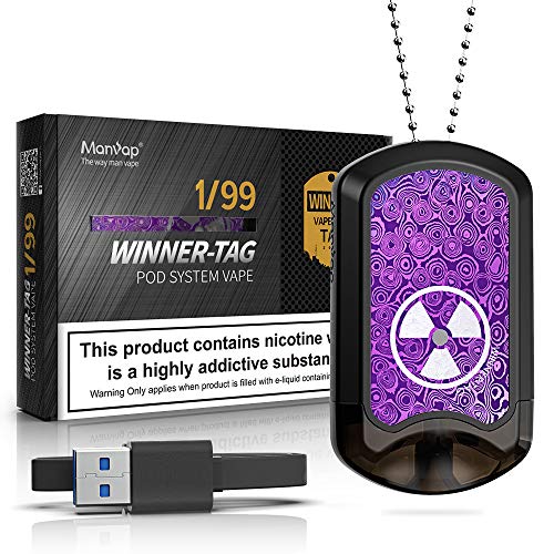 Cigarrillo Electronico,Manvap® Winner Tag 7 W E-Cigarrillo Vaper，Bobina de cerámica porosa,0 mg Nicotina (Rojo)