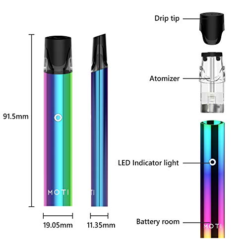 Cigarrillo Electronicos de Vapor, MOTI Cigarro Electronico Vaporizador Starter Kit, E cig Batería recargable incorporada de 500mah con 1.8ml Atomizador, Sin E Líquido Sin nicotina (Aurora)