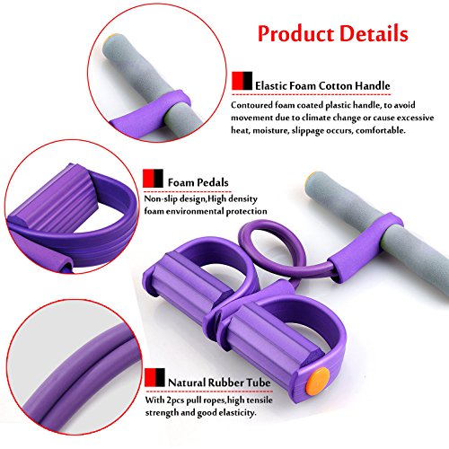 Cinta de resistencia con pedales; cordón elástico de W-Unique para fitness, adelgazar, tonificar abdomen, brazos, cintura o piernas, etc.