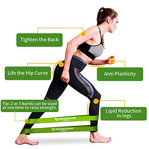 Cinta de resistencia Haquno [juego de 5] para fitness con instrucciones de ejercicios en alemán y bolsa de transporte Resistance Bands de látex natural para musculación de pilates, yoga, etc., verde