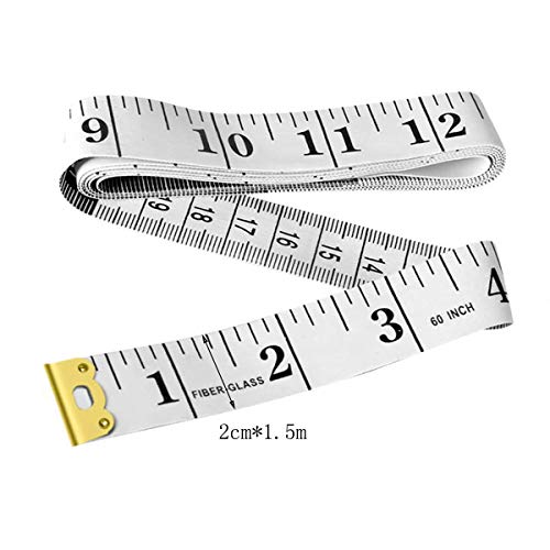 Cinta métrica de doble cara para medir el cuerpo y la circunferencia de la cintura, 150 cm, color blanco