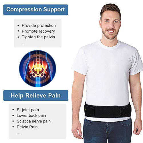 Cinturón de Cadera Sacroiliac para Mujeres y Hombres, Sacroiliac SI Belt con Correas Elásticas, Cinturón de Soporte de La Articulación, Alivio del Dolor de Articulación SI, Ciática Brace(S/M)