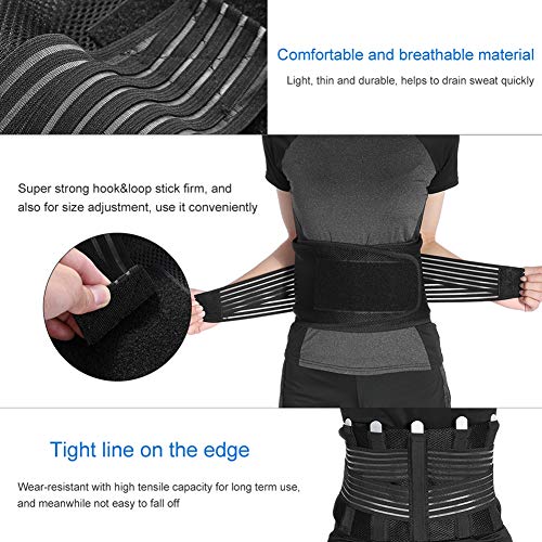 Cinturón de Soporte de Abrazadera Abdominal Transpirable y Ajustable, para Distensión de Cintura y Alivio del Dolor (Negro)(02)