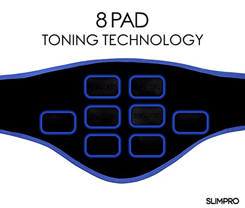 Cinturón de tonificación de abdominales Slim-Pro XV2000 para estómago delgado tonificado / Sistema de tonificación de 8 almohadillas avanzado para músculos abdominales / 120 intensidades / 10 programas de tonificado de abdominales y oblicuos incluye 2 gel