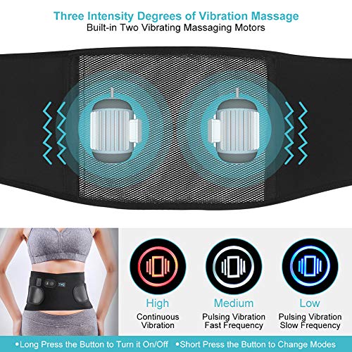 Cinturón Lumbar, Lumbar de Calor para la Espalda, Cinturón Calefactor con Vibración, Cinturón de Calefacción Eléctrica, Aliviar Cintura Dolor, Ciática Artrítica Abdominal para Hombres y Mujeres