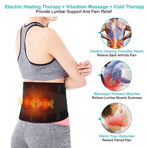 Cinturón Lumbar, Lumbar de Calor para la Espalda, Cinturón Calefactor con Vibración, Cinturón de Calefacción Eléctrica, Aliviar Cintura Dolor, Ciática Artrítica Abdominal para Hombres y Mujeres