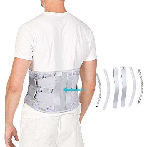 Cinturón Lumbar, Soporte de Espalda Inferior con Tiras de Aluminio Curvado, para Hernia de Disco, Ciática, Alivio del Dolor de Escoliosis y Prevención de Lesiones