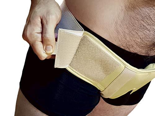 Cinturón para Hernia Inguinal Para los Hombres di aHeal - Soporte Doble Correa de compresión ajustable alivio del dolor de ingle - Tamaño 2: 89.5-97 CM; 35-38.1", Piel