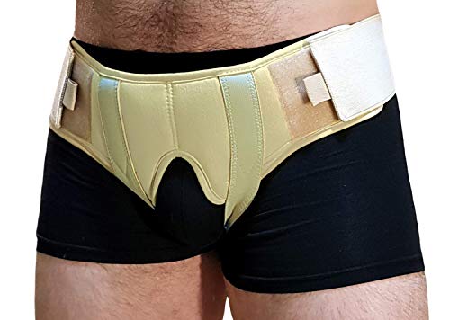 Cinturón para Hernia Inguinal Para los Hombres di aHeal - Soporte Doble Correa de compresión ajustable alivio del dolor de ingle - Tamaño 2: 89.5-97 CM; 35-38.1", Piel
