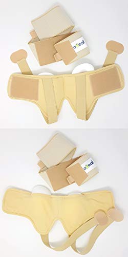 Cinturón para Hernia Inguinal Para los Hombres di aHeal - Soporte Doble Correa de compresión ajustable alivio del dolor de ingle - Tamaño 2: 89.5-97 CM; 35-38.1", Piel