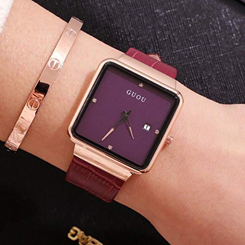 Cinturón Reloj Ultra-Thin Ladies Belt Watch Correa De Mujer Casual Retro Reloj De Cuarzo Púrpura