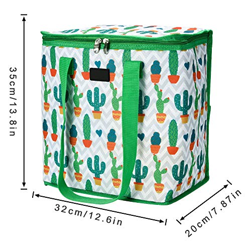 Cizen Bolsa de Almuerzo, 22L Bolsa de Almuerzo Portátil a Prueba de Fugas, Bolsas Térmicas de Picnic Almuerzo Enfriador Cierre de Cremallera (Cactus)