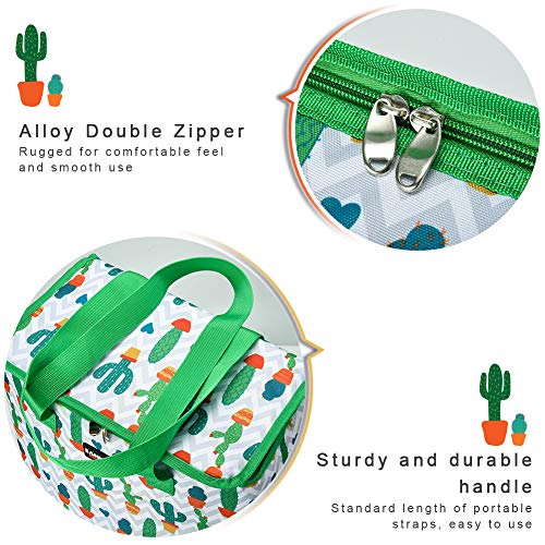 Cizen Bolsa de Almuerzo, 22L Bolsa de Almuerzo Portátil a Prueba de Fugas, Bolsas Térmicas de Picnic Almuerzo Enfriador Cierre de Cremallera (Cactus)