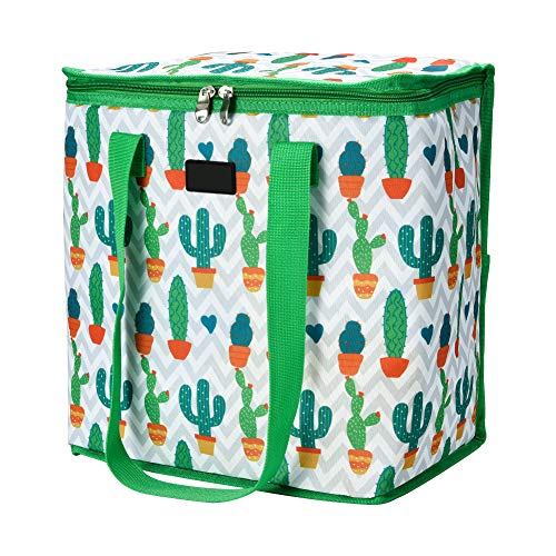 Cizen Bolsa de Almuerzo, 22L Bolsa de Almuerzo Portátil a Prueba de Fugas, Bolsas Térmicas de Picnic Almuerzo Enfriador Cierre de Cremallera (Cactus)