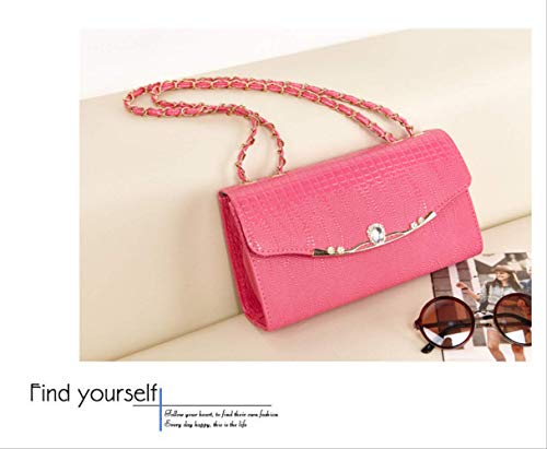 CKAKDEIKDES Cadena Bolso de mujer Bolso mini Bolso de hombro Bolso de estudiante Bolso cuadrado pequeño Tendencia Rosa Rojo