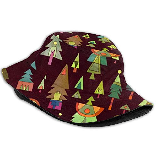 Cl4zyott - Gorro reversible para pescador, diseño de árbol de Navidad, color negro