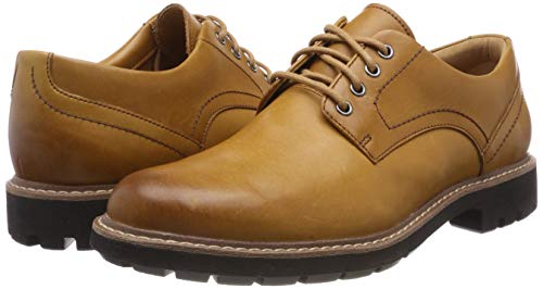 Clarks Batcombe Hall Derby - Zapatos de Cordones  para Hombre, Marrón (Tan Leather), 42.5 EU