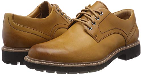 Clarks Batcombe Hall Derby - Zapatos de Cordones  para Hombre, Marrón (Tan Leather), 42.5 EU