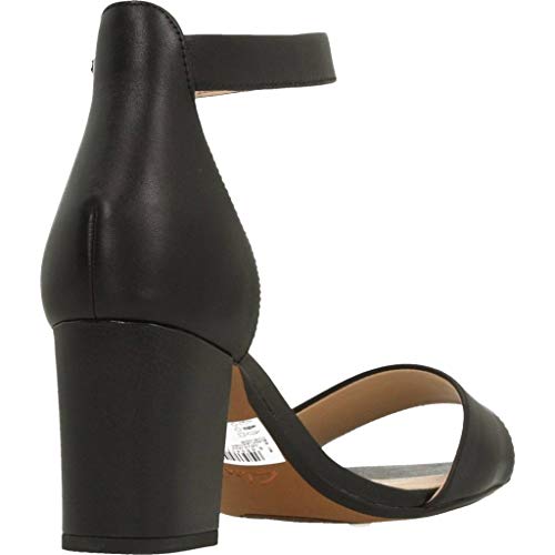 Clarks Deva Mae, Zapatos con Tacon y Correa de Tobillo para Mujer, Negro (Black Leather-), 39 EU