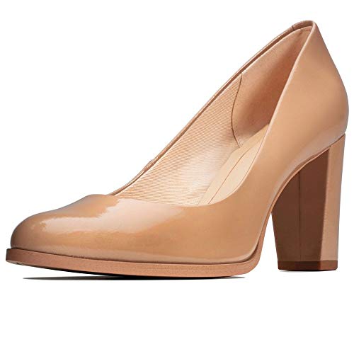 Clarks Kaylin Cara, Zapatos de Tacón para Mujer, Beige (Praline Patent Praline Patent), 38 EU