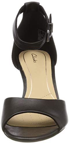 Clarks Laureti Grace, Zapatos con Tacon y Correa de Tobillo para Mujer, Negro (Black Leather-), 40 EU