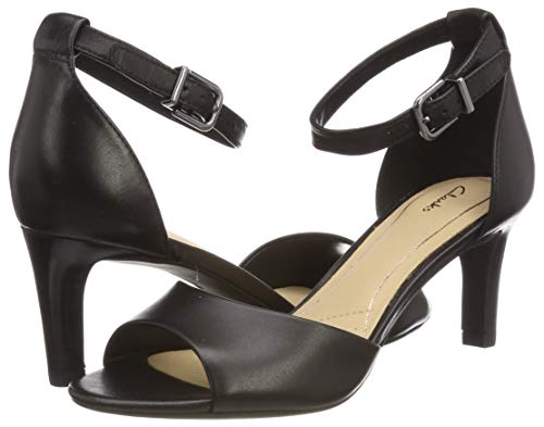 Clarks Laureti Grace, Zapatos con Tacon y Correa de Tobillo para Mujer, Negro (Black Leather-), 40 EU