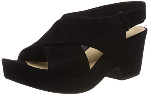 Clarks Maritsa Lara, Sandalia con Pulsera Tira de Tobillo, Negro (Black Suede-), 39.5 EU