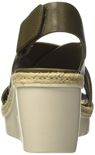 Clarks Palm Glow, Sandalia con Pulsera para Mujer, Verde (Khaki Leather), 41.5 EU
