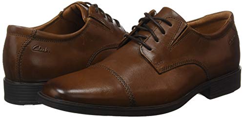 Clarks Tilden Cap, Zapatos de Cordones Derby para Hombre, Marrón (Dark TanLea), 44 EU