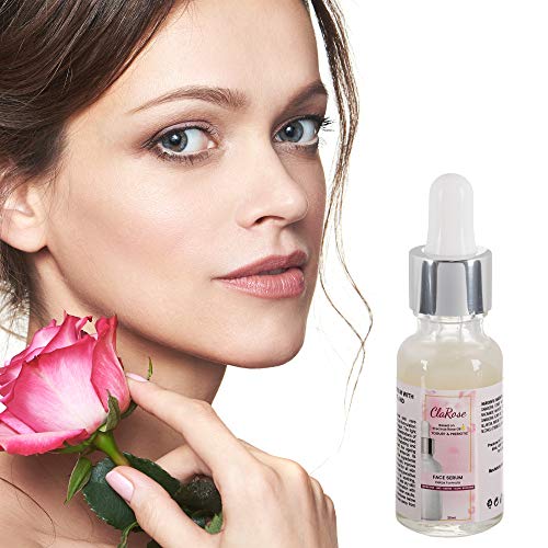 ClaRose Detoxifying Anti-Ageing Face Serum with 100% Natural Rose oil, Yogurt and Prebiotic; 20ml