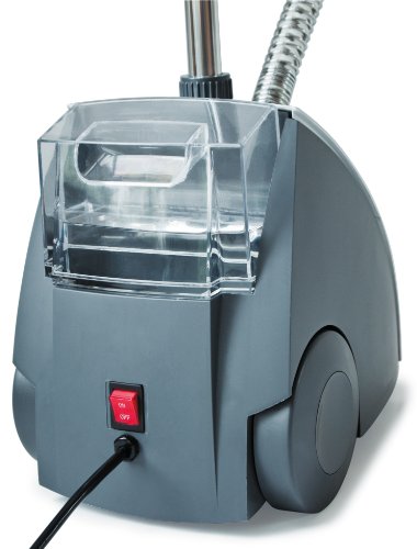 Clatronic TDC 3432 Centro de Planchado Vertical con Soporte y Percha, 1500 W, 1 Decibeles, Aluminio, Negro/Plata