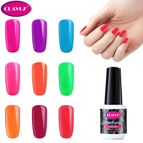 Clavuz Esmaltes Semipermanentes en Gel UV LED, 4pcs Neon Esmaltes de Uñas Soak-off 003