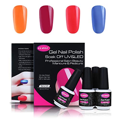Clavuz Esmaltes Semipermanentes en Gel UV LED, 4pcs Neon Esmaltes de Uñas Soak-off 003