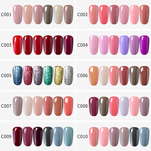 Clavuz Lámpara UV LED 24w, Esmaltes Semipermanentes en Gel UV LED 6 Colores con Base Coat y Top Coat, Secador de Uñas con Accesorios 002